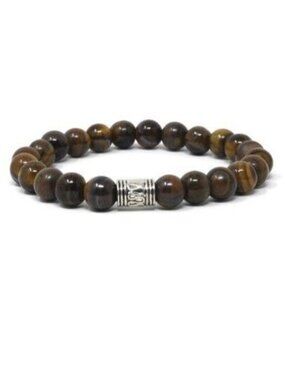 Tigers Eye Beaded Stretch Bracelet With Silver-Tone Accent Unisex Jewelry Natura